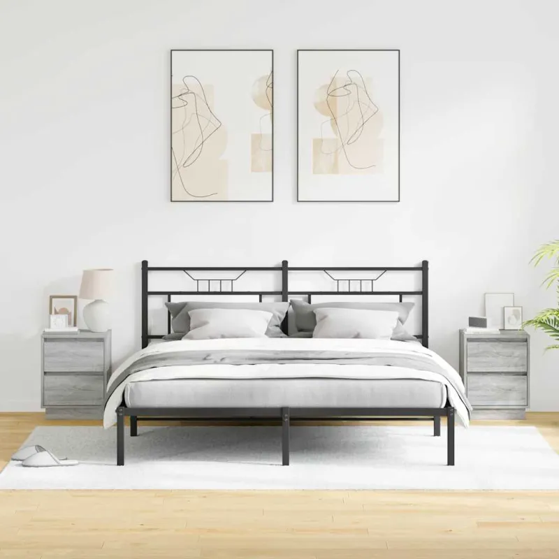 Šalia lovos spintelė su stalčių 2 pcs Pilka 39 x 34,5 x 50 cm