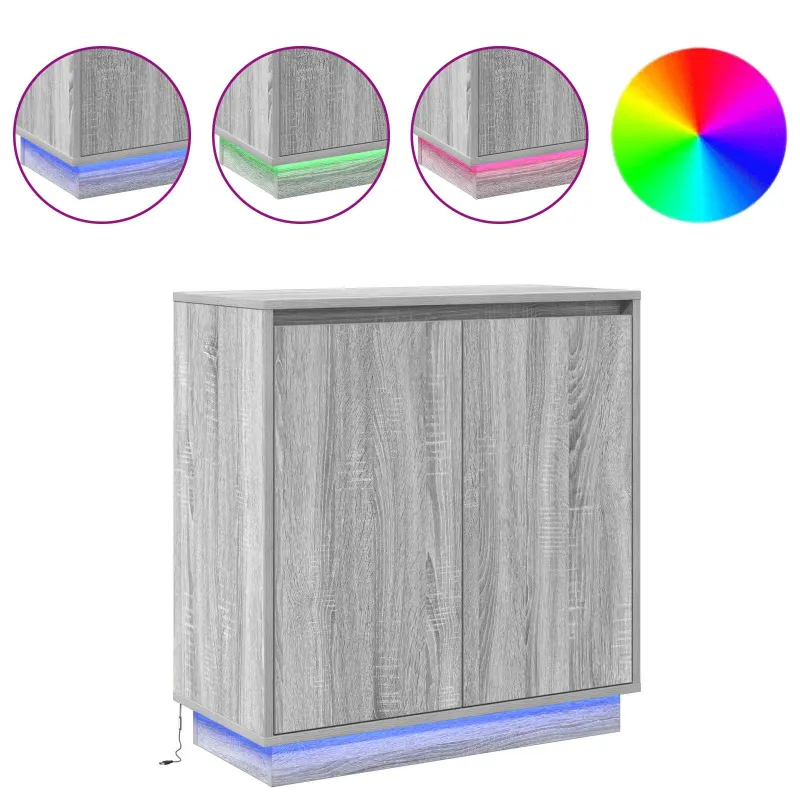LED Bufetas Pilka sonoma ąžuolo 71 x 34,5 x 75 cm