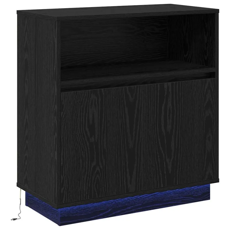 LED Bufetas Juodas ąžuolas 71 x 34,5 x 75 cm Apdirbta mediena