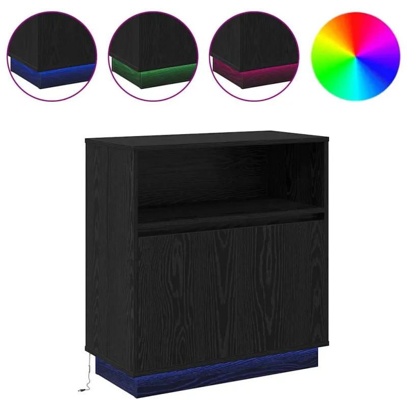 LED Bufetas Juodas ąžuolas 71 x 34,5 x 75 cm Apdirbta mediena