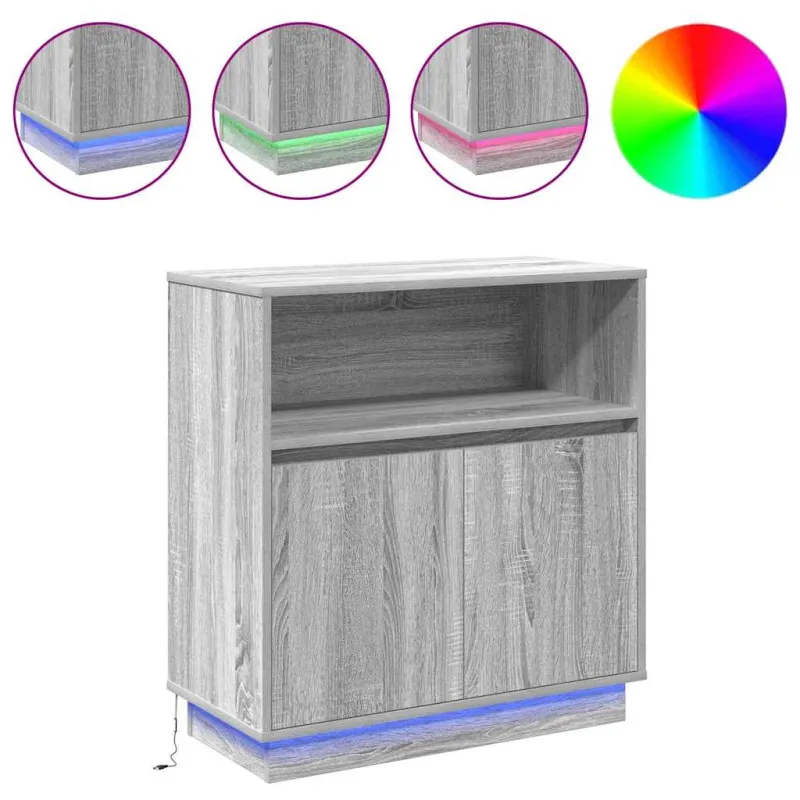 LED Bufetas Pilkas Sonoma 71 x 34,5 x 75 cm Apdirbta mediena