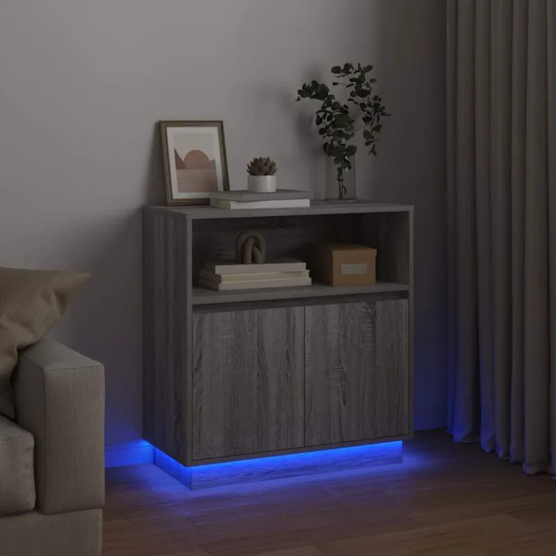 LED Bufetas Pilkas Sonoma 71 x 34,5 x 75 cm Apdirbta mediena