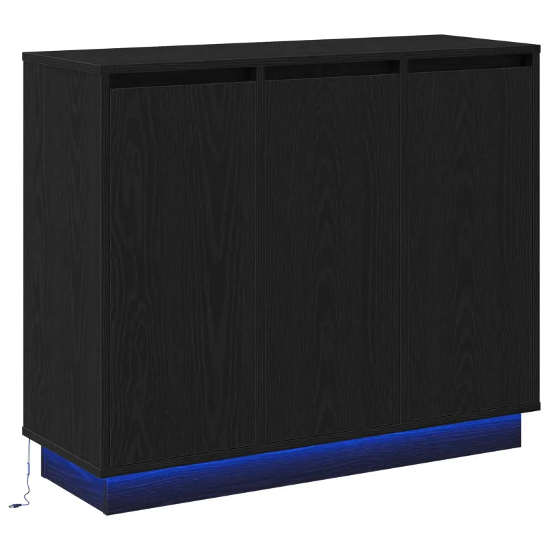 LED Bufetas Juodas ąžuolas 90 x 32 x 75 cm Apdirbta mediena