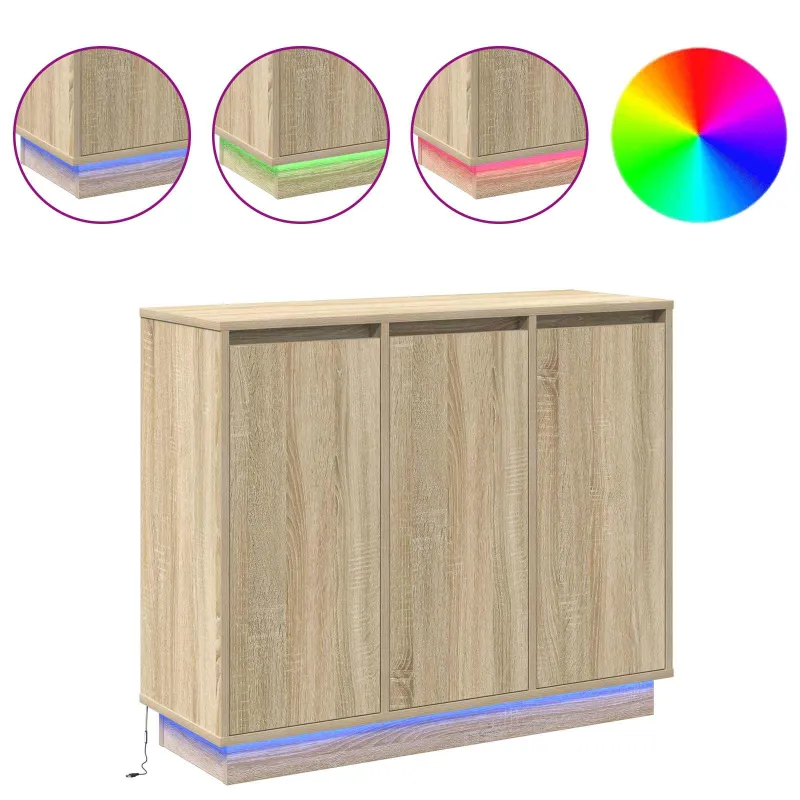 LED Bufetas Sonoma ąžuolas 90 x 32 x 75 cm Apdirbta mediena