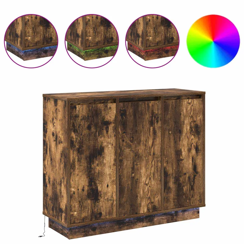 LED Bufetas Rūkyta ąžuolas 90 x 32 x 75 cm Apdirbta mediena