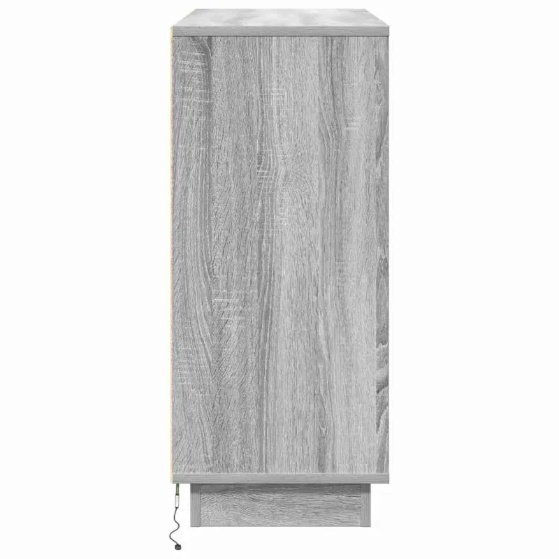 LED Bufetas Pilkas Sonoma 90 x 32 x 75 cm Apdirbta mediena