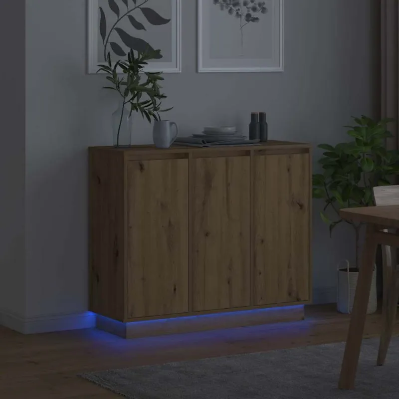 LED Bufetas Amatininkų ąžuolas 90 x 32 x 75 cm Apdirbta mediena