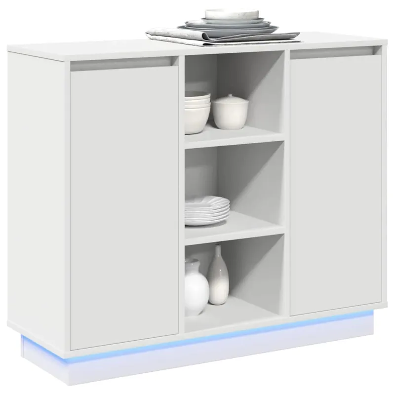 LED Bufetas Balta 90 x 32 x 75 cm Apdirbta mediena