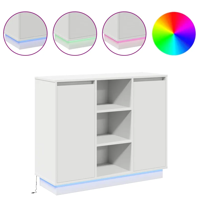LED Bufetas Balta 90 x 32 x 75 cm Apdirbta mediena
