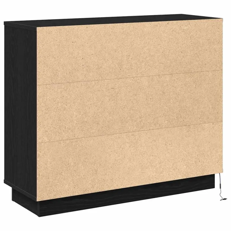 LED Bufetas Juodas ąžuolas 90 x 32 x 75 cm Apdirbta mediena
