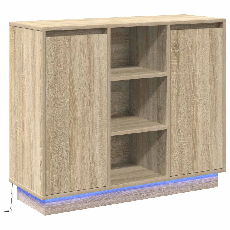 LED Bufetas Sonoma ąžuolas 90 x 32 x 75 cm Apdirbta mediena