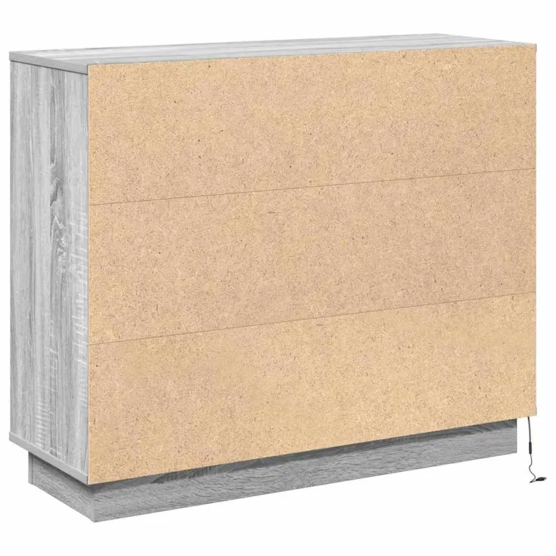 LED Bufetas Pilkas Sonoma 90 x 32 x 75 cm Apdirbta mediena