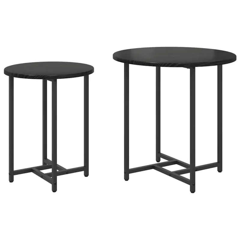 Šoninių staliukų komplektas 2 pcs Juodas ąžuolas