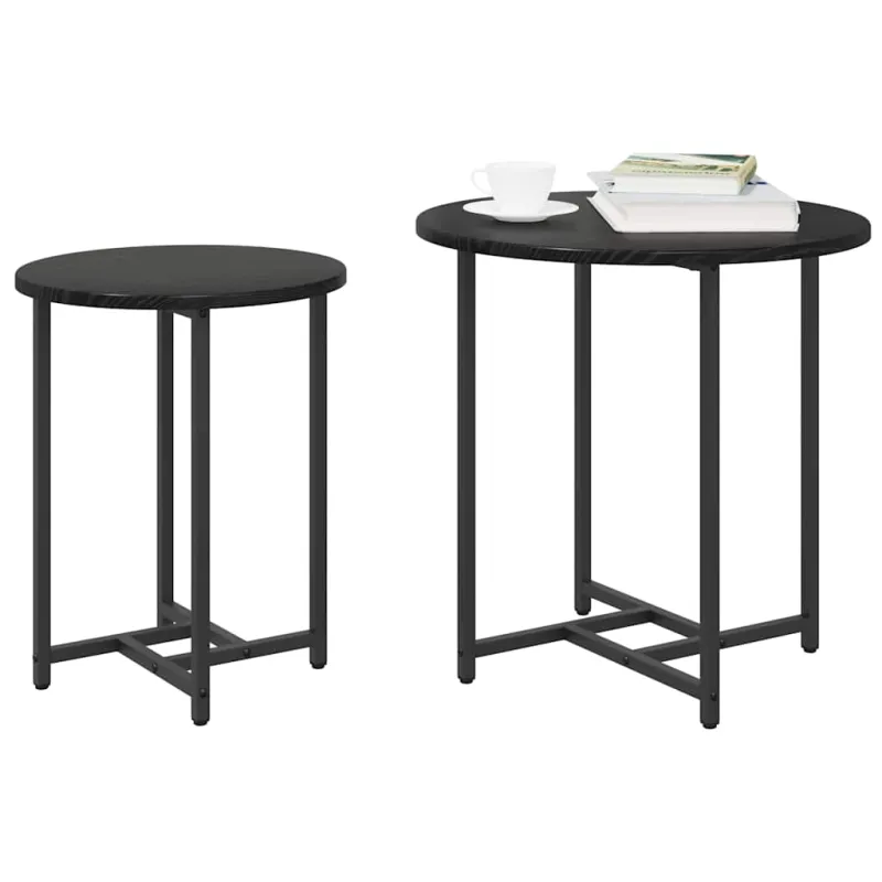 Šoninių staliukų komplektas 2 pcs Juodas ąžuolas