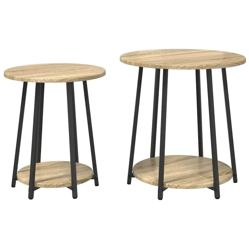 Šoninių staliukų komplektas 2 pcs Sonoma ąžuolas ir juoda