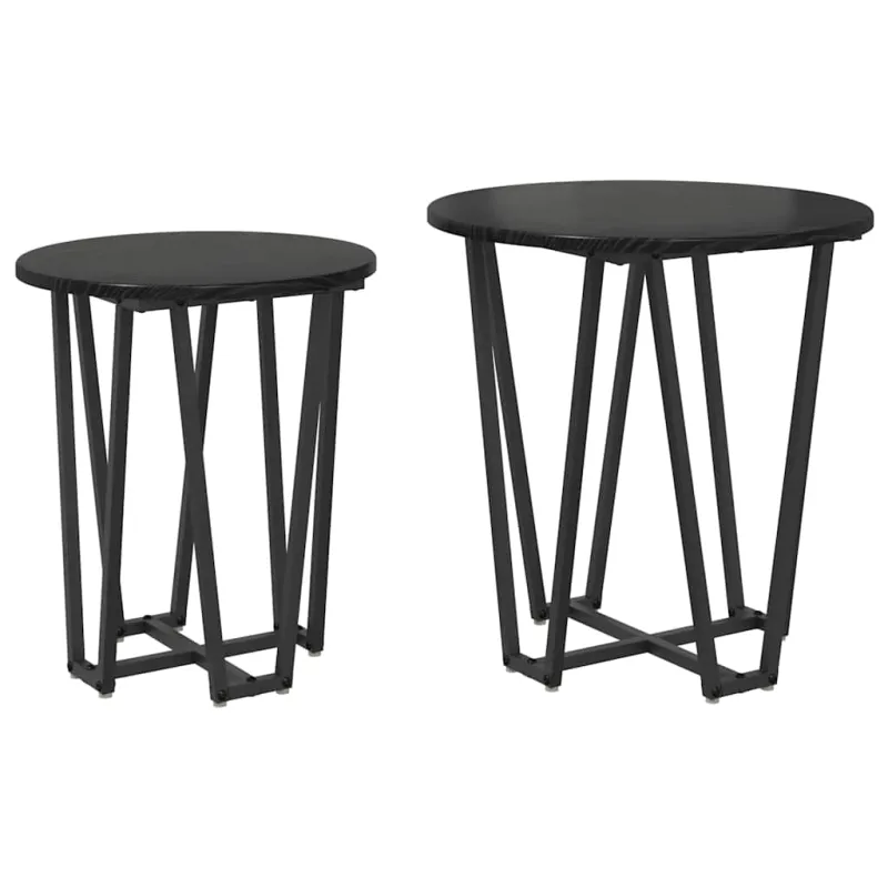Šoninių staliukų komplektas 2 pcs Juodas ąžuolas