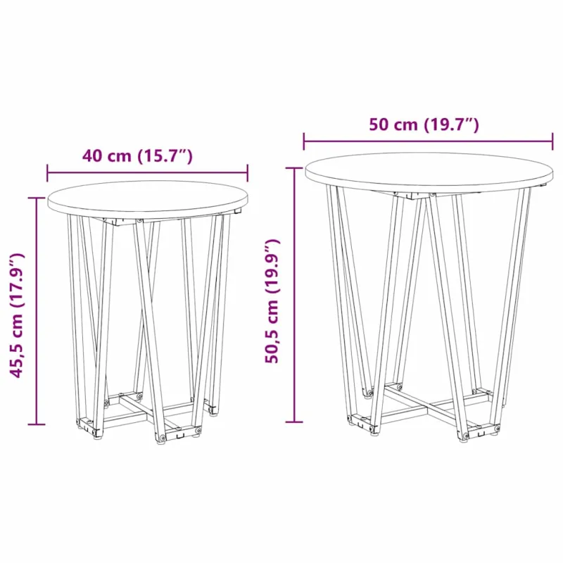 Šoninių staliukų komplektas 2 pcs Amatų ąžuolas ir juoda