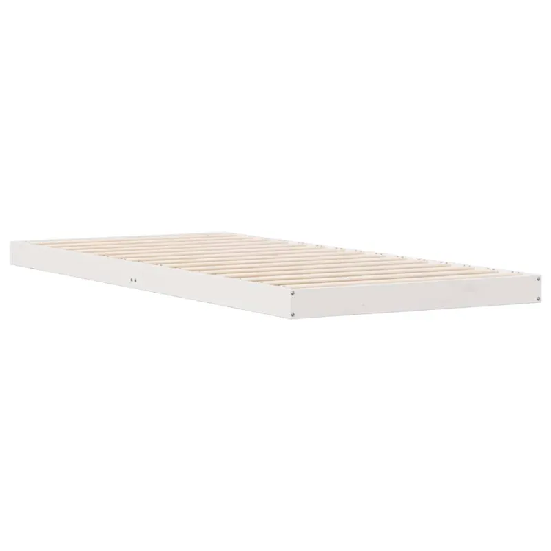 Grindų lovos rėmas Balta 80 x 220 cm Kietos pušies mediena