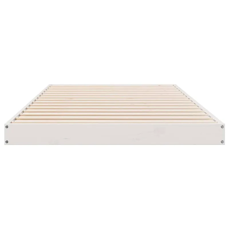 Grindų lovos rėmas Balta 100 x 220 cm Kietos pušies mediena