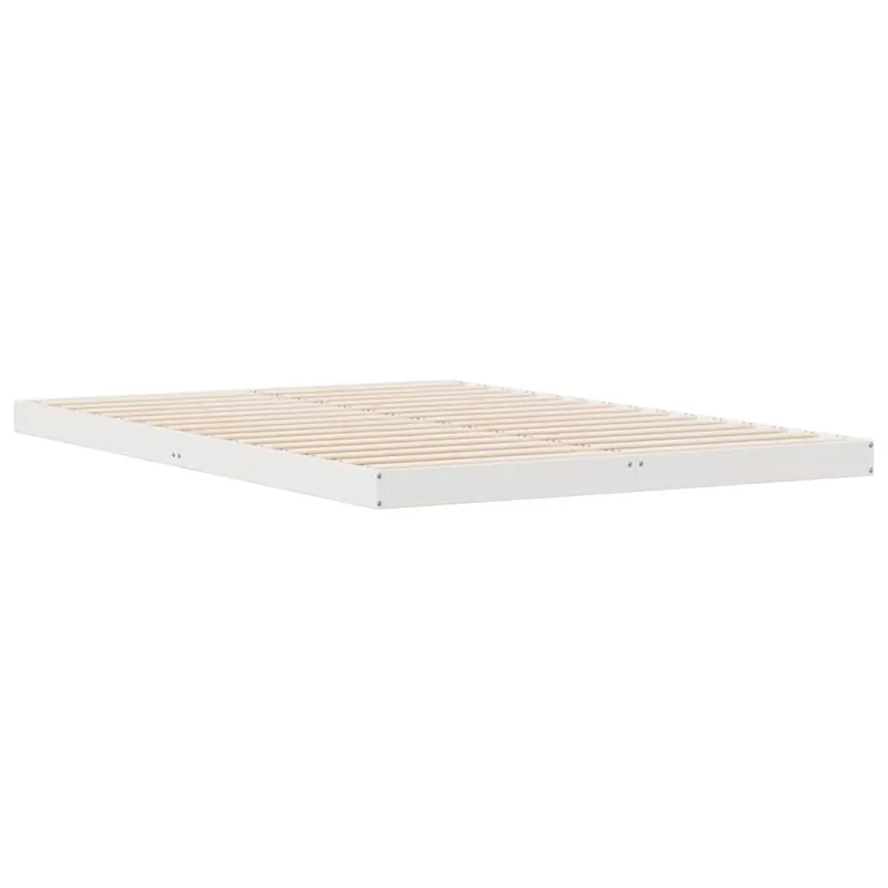 Grindų lovos rėmas Balta 160 x 220 cm Kietos pušies mediena