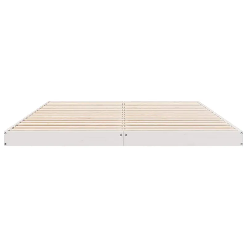 Grindų lovos rėmas Balta 160 x 220 cm Kietos pušies mediena