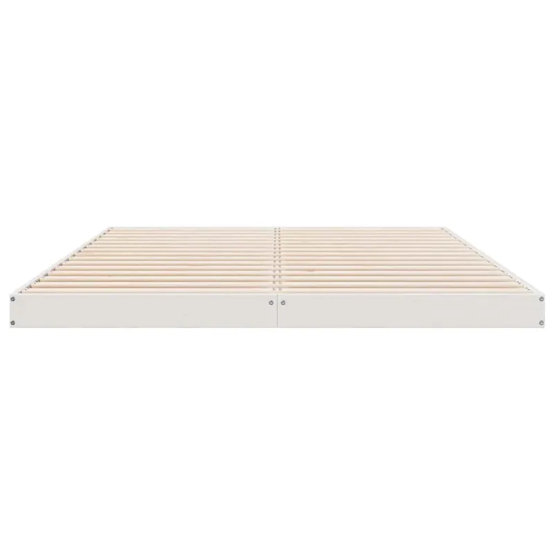 Grindų lovos rėmas Balta 160 x 220 cm Kietos pušies mediena