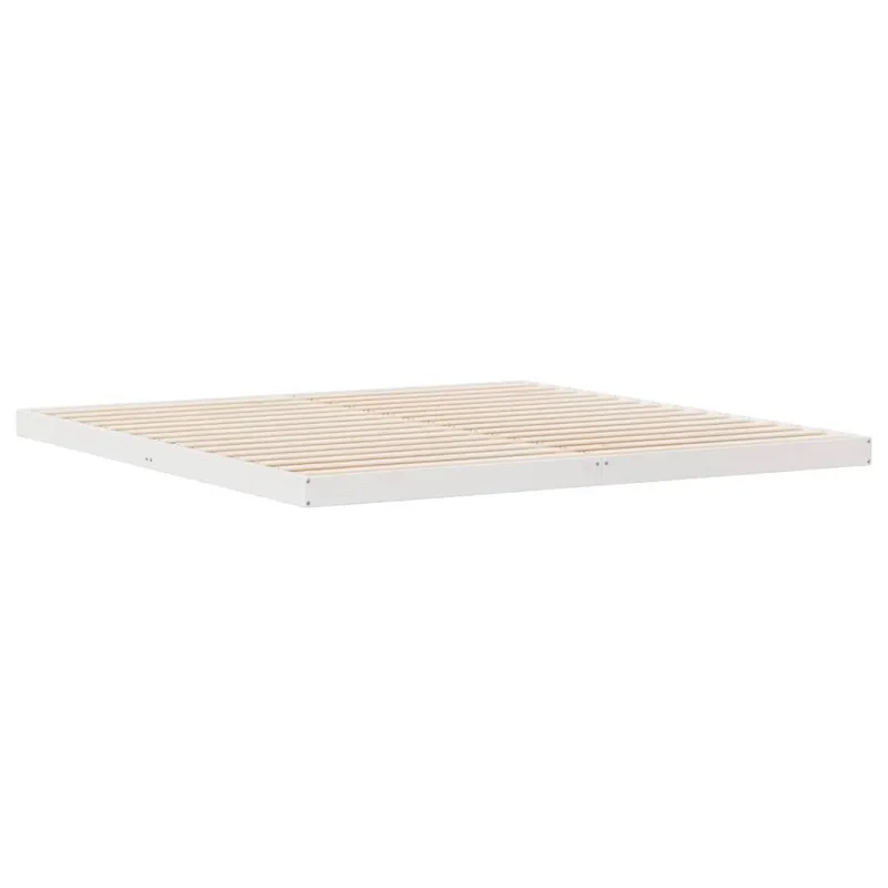 Grindų lovos rėmas Balta 180 x 220 cm Kietos pušies mediena