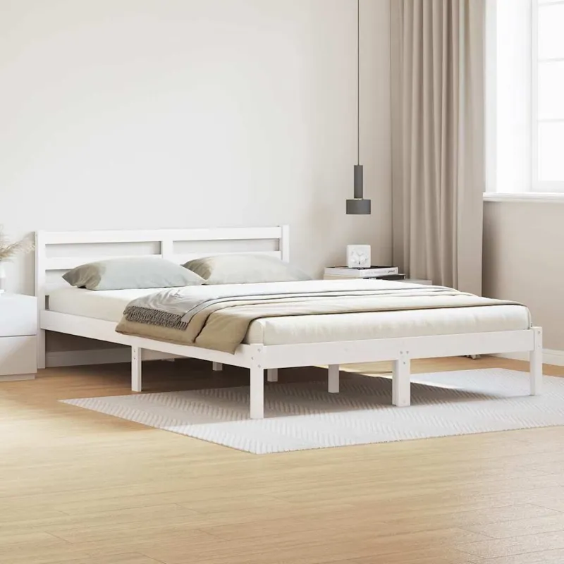 Lovos rėmas Balta 215,5 x 145,5 x 69,5 cm Kietas pušies medis