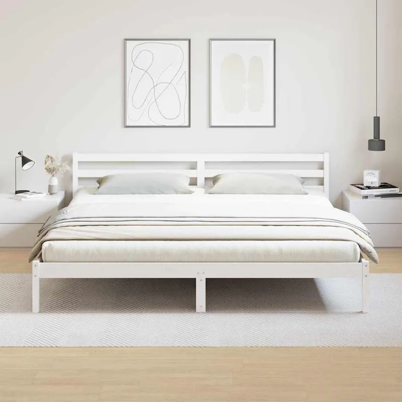 Lovos rėmas Balta 215,5 x 205,5 x 69,5 cm Kietas pušies medis