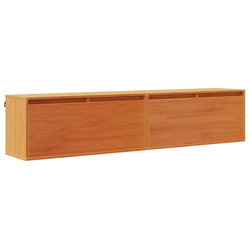 Sieninė spintelė su lentyna 2 pcs Vaško ruda 80 x 30 x 35 cm