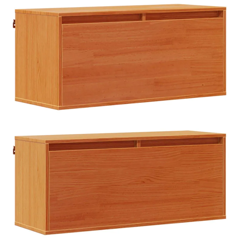 Sieninė spintelė su lentyna 2 pcs Vaško ruda 80 x 30 x 35 cm