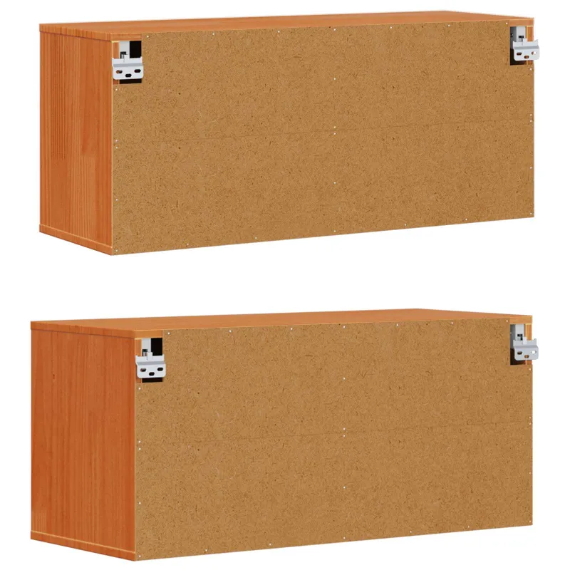 Sieninė spintelė su lentyna 2 pcs Vaško ruda 80 x 30 x 35 cm