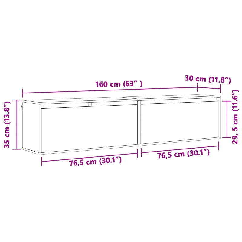 Sieninė spintelė su lentyna 2 pcs Vaško ruda 80 x 30 x 35 cm