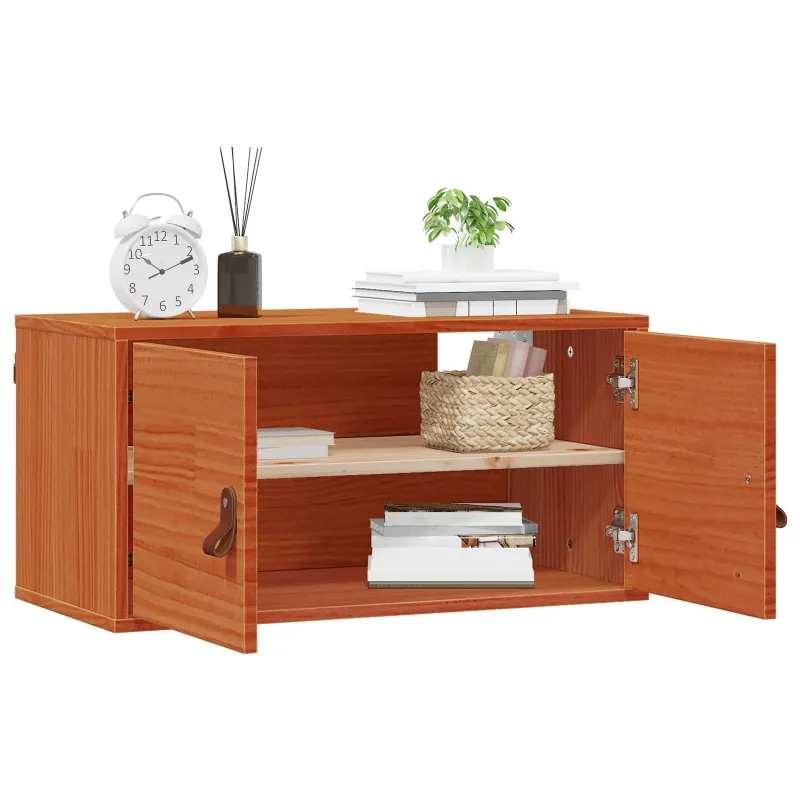 Sieninė spintelė su lentyna 2 pcs Vaško ruda 60 x 30 x 30 cm