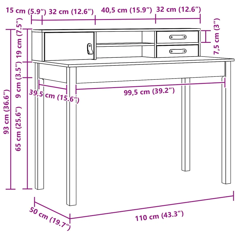 Stalas Vaško ruda 110 x 50 x 93 cm Kietas pušies medienos