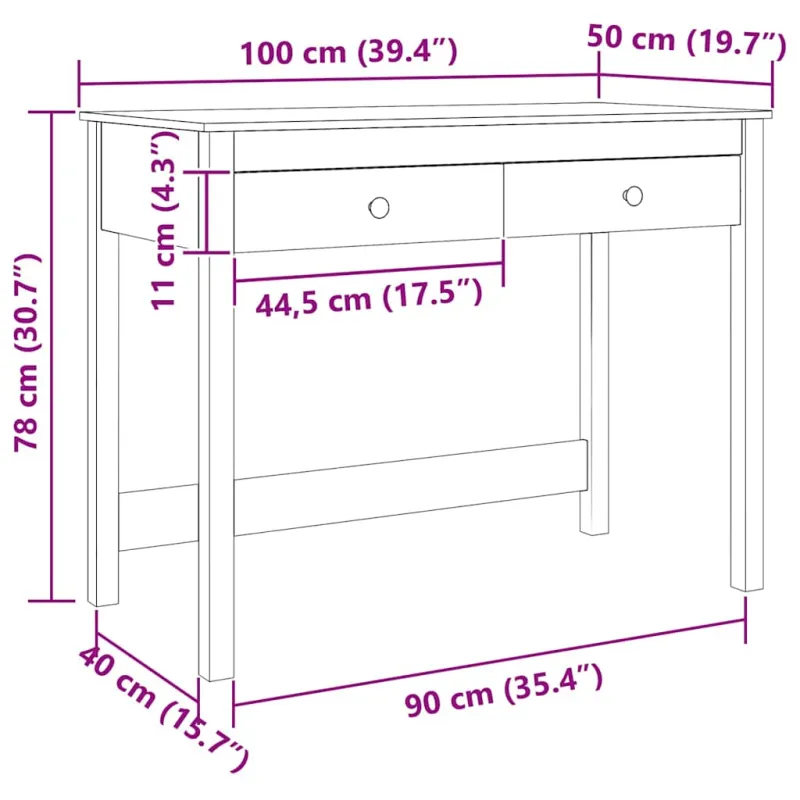 Stalas Max Ruda 100 x 50 x 78 cm Kietos pušies mediena