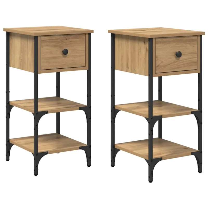 Šalia lovos spintelė su stalčių 2 pcs Ruda 33.5 x 36 x 70 cm