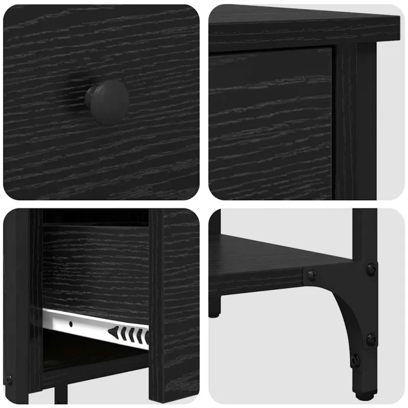 Šalia lovos spintelė 2 pcs Juodas ąžuolas 33.5 x 36 x 70 cm