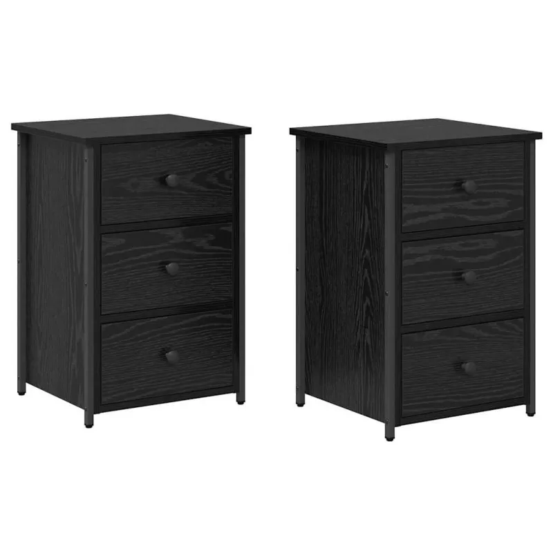 Šalia lovos spintelė 2 pcs Juodas ąžuolas 40 x 36 x 60 cm