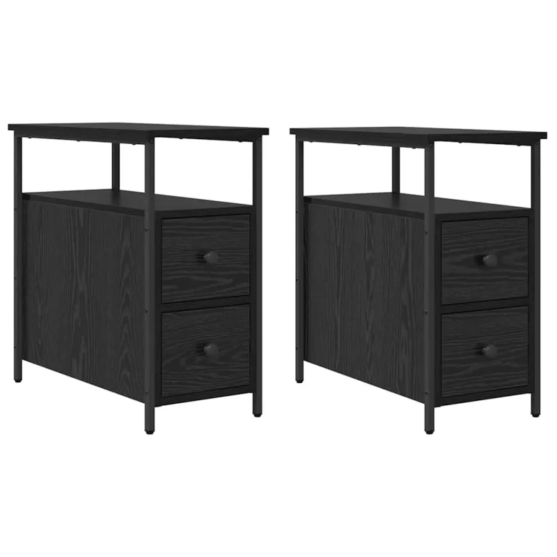 Šalia lovos spintelė 2 pcs juoda ąžuolo 30 x 60 x 60 cm