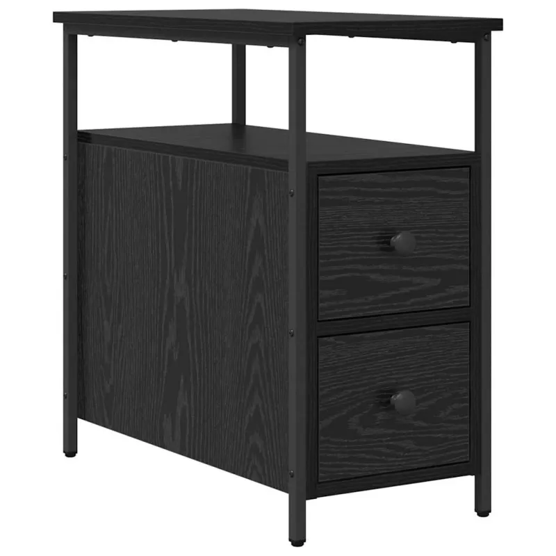 Šalia lovos spintelė 2 pcs juoda ąžuolo 30 x 60 x 60 cm