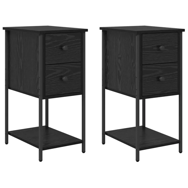 Šalia lovos spintelė 2 pcs juoda ąžuolo 32 x 42 x 70 cm