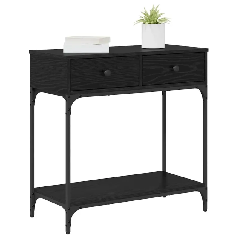 Konsolinis stalas su stalčių juoda ąžuolo 75 x 34,5 x 75 cm