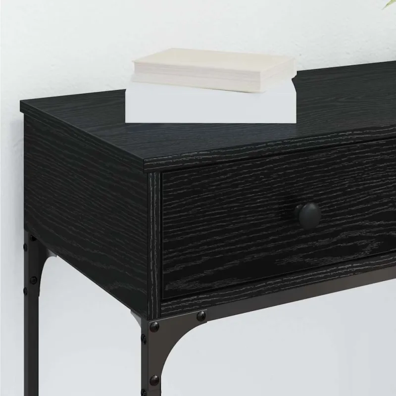 Konsolinis stalas su stalčių juoda ąžuolo 75 x 34,5 x 75 cm