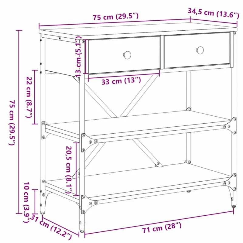 Konsolinis stalas su stalčių Ruda 75 x 34,5 x 75 cm Medis