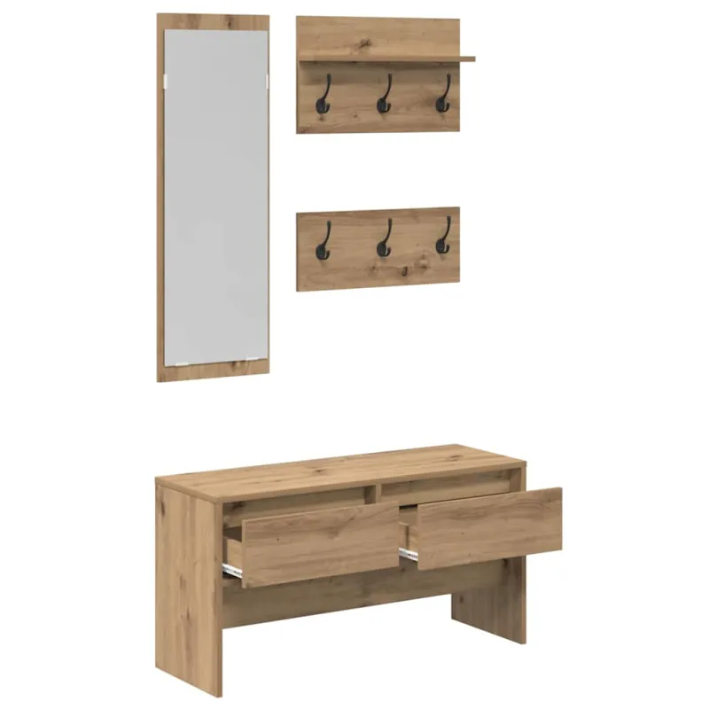 Prieškambario baldų komplektas su stalčių 4 pcs Meistrų ąžuolas