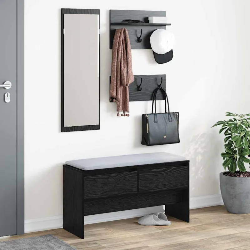 Prieškambario baldų komplektas su stalčių 4 pcs Juodas ąžuolas