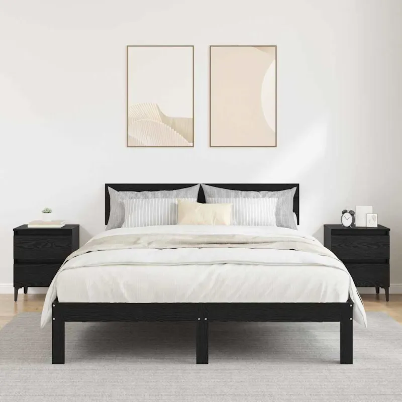 Šalia lovos spintelė 2 pcs juoda ąžuolo 40 x 35 x 50 cm