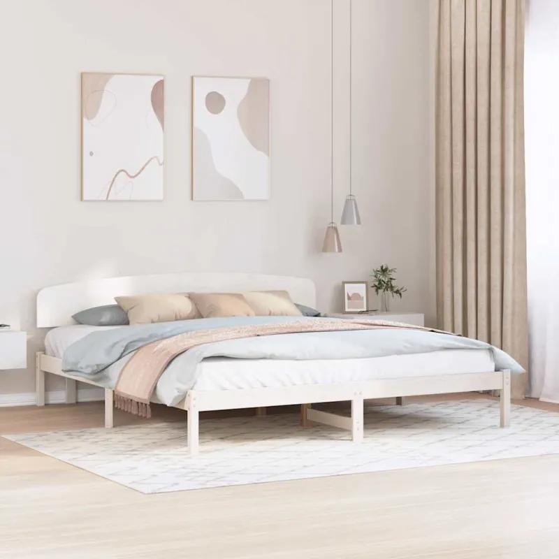 Lovos rėmas Balta 200 x 200 cm Kietos pušies mediena