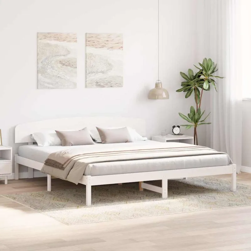 Lovos rėmas Balta 200 x 200 cm Kietos pušies mediena